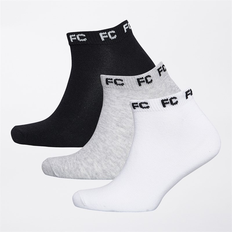 French Connection Mens FC Three Pack Trainer Socks Multi 1 Black/Light Grey Melange/White - Image 1