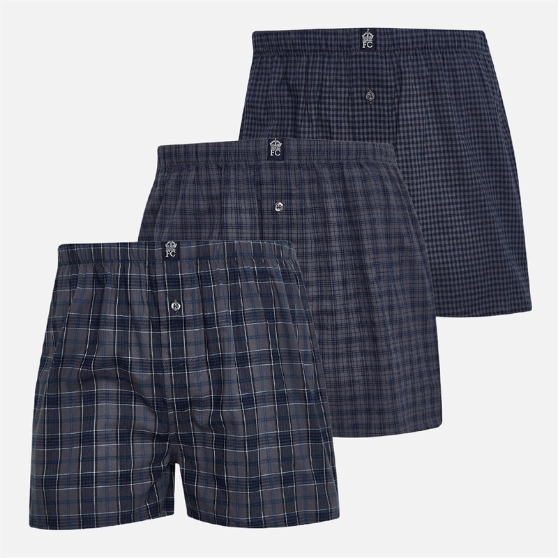 French Connection Mens FC Three Pack Woven Boxers Multi 1 Check/Gingham/Check - Image 1
