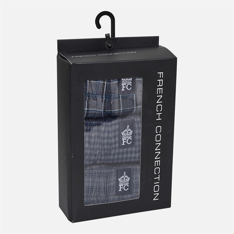 French Connection Mens FC Three Pack Woven Boxers Multi 1 Check/Gingham/Check - Image 2