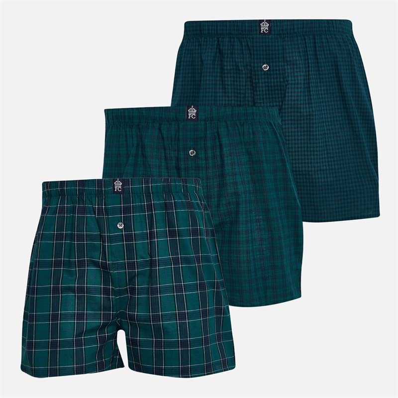French Connection Mens FC Three Pack Woven Boxers Multi 3 Check/Gingham/Check - Image 1