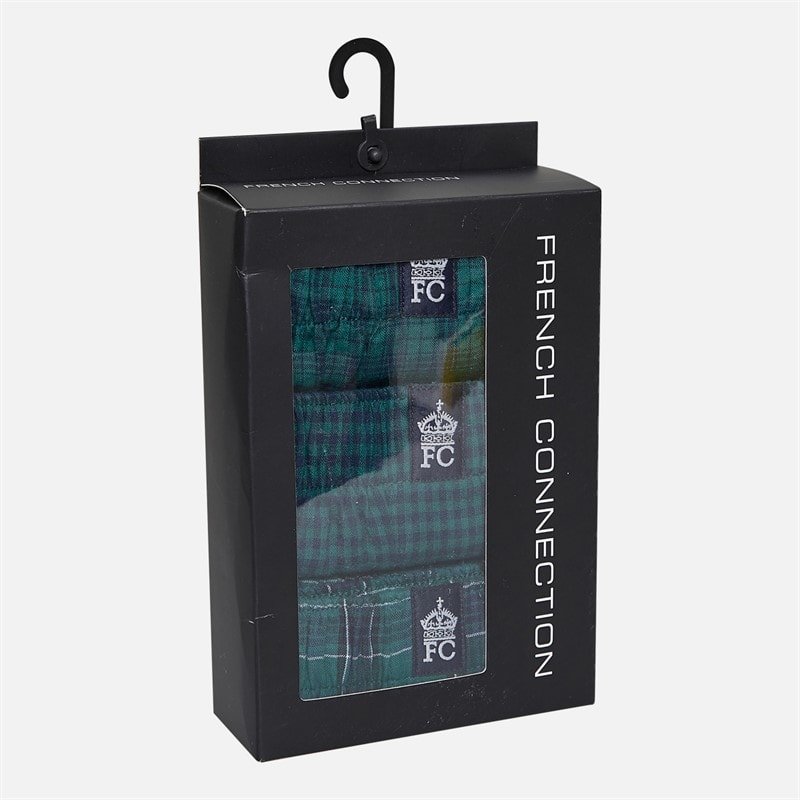 French Connection Mens FC Three Pack Woven Boxers Multi 3 Check/Gingham/Check - Image 2
