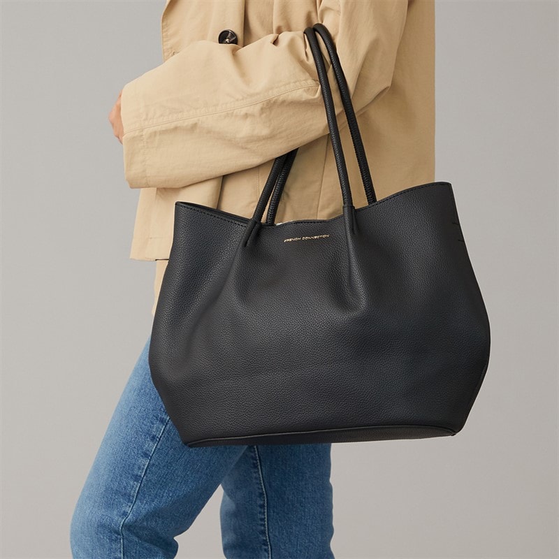 French Connection Womens FC Grainy Tote Bag Black - Image 1