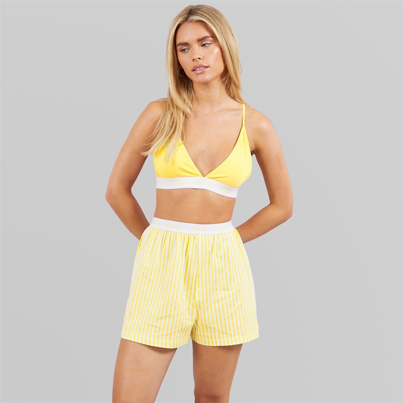 French Connection Womens FCUK Boxer Set Lemon/White/Lemon - Image 5