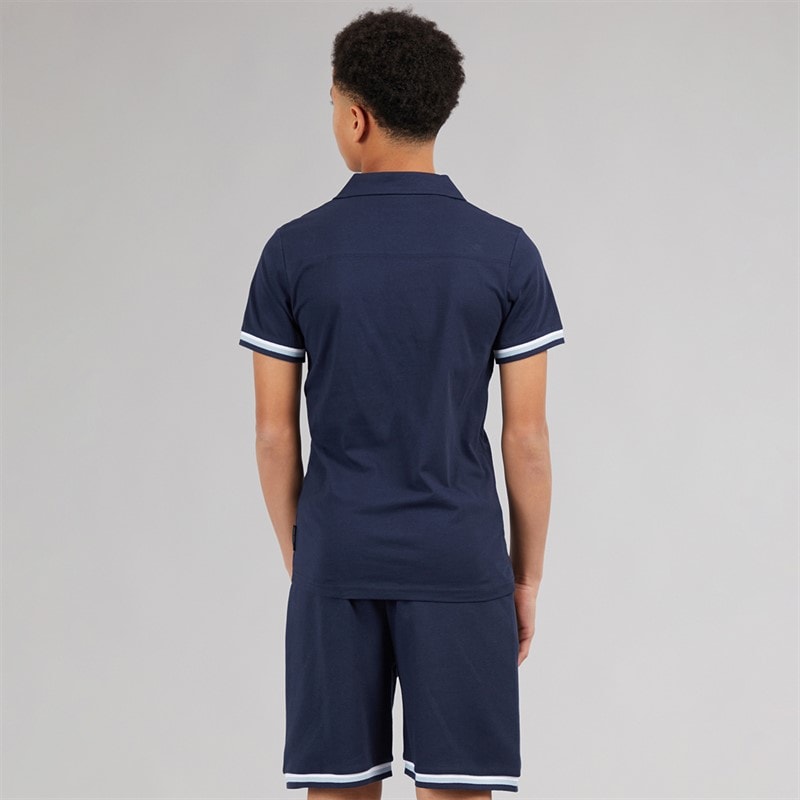 French Connection Boys Shirt and Shorts Set Marine/White/Sky Blue - Image 2