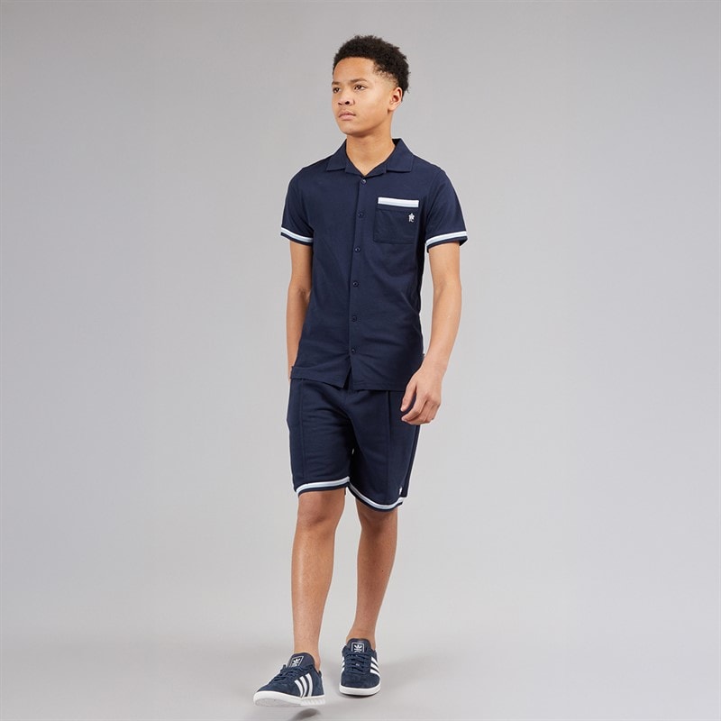 French Connection Boys Shirt and Shorts Set Marine/White/Sky Blue - Image 3