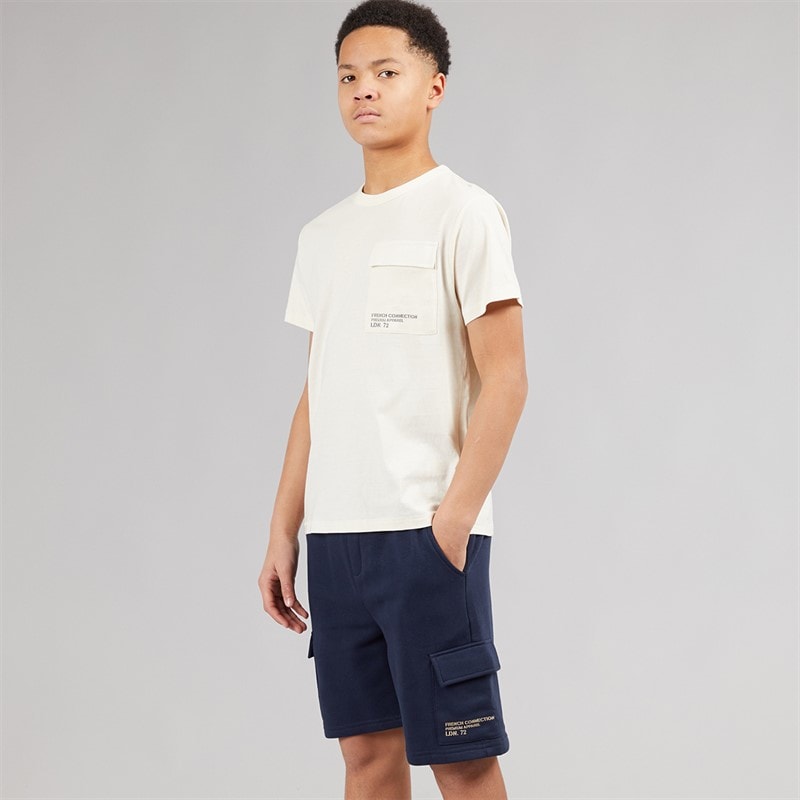 French Connection Boys Utility T-Shirt and Shorts Set Stone / Marine Stone/Marine - Image 1