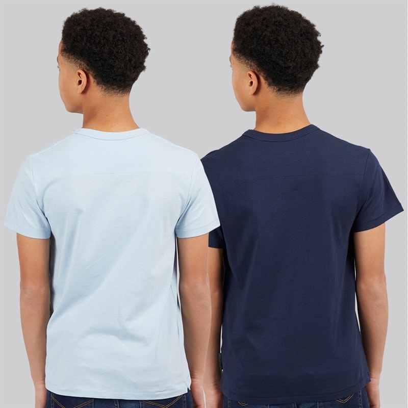 French Connection Boys Two Pack T-Shirts Marine/White/Sky Blue/White Marine / White / Sky Blue / White - Image 2