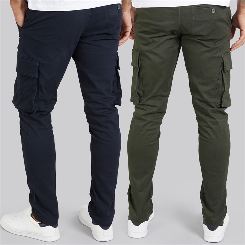 French Connection Mens Two Pack Cargos Pants Marine/Khaki - Image 2
