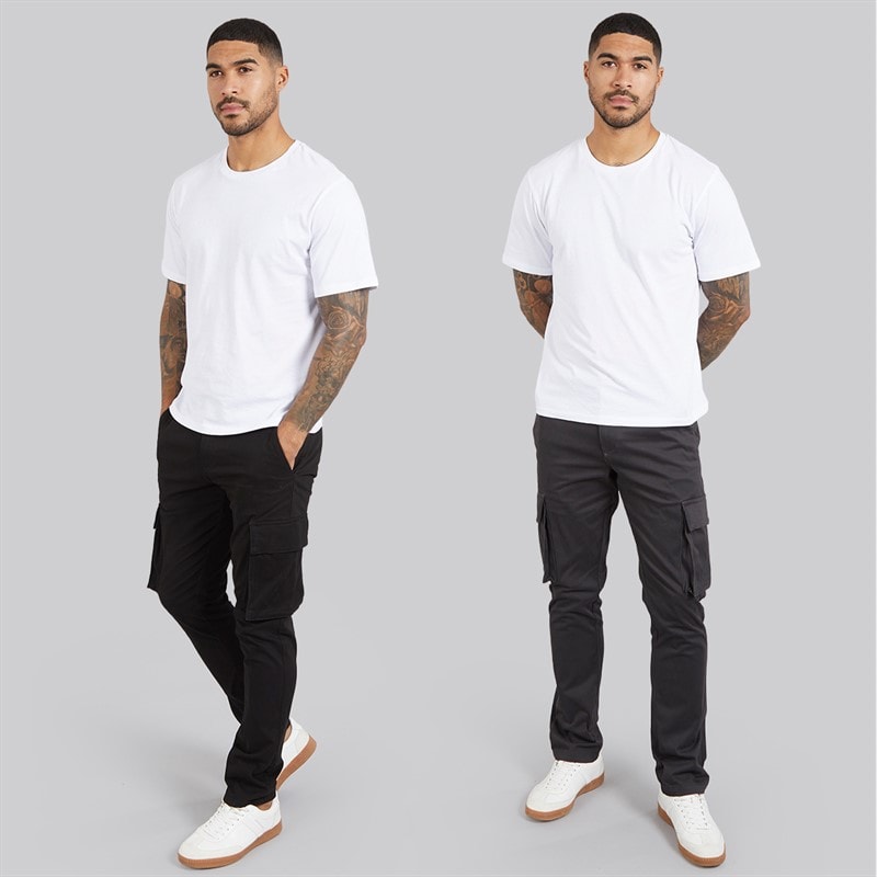 French Connection Mens Two Pack Cargos Pants Black/Charcoal - Image 4