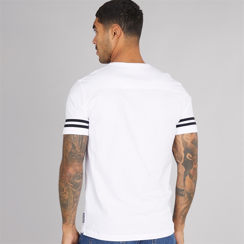 French Connection Mens Arm Stripes T-Shirt White/Marine - Image 2