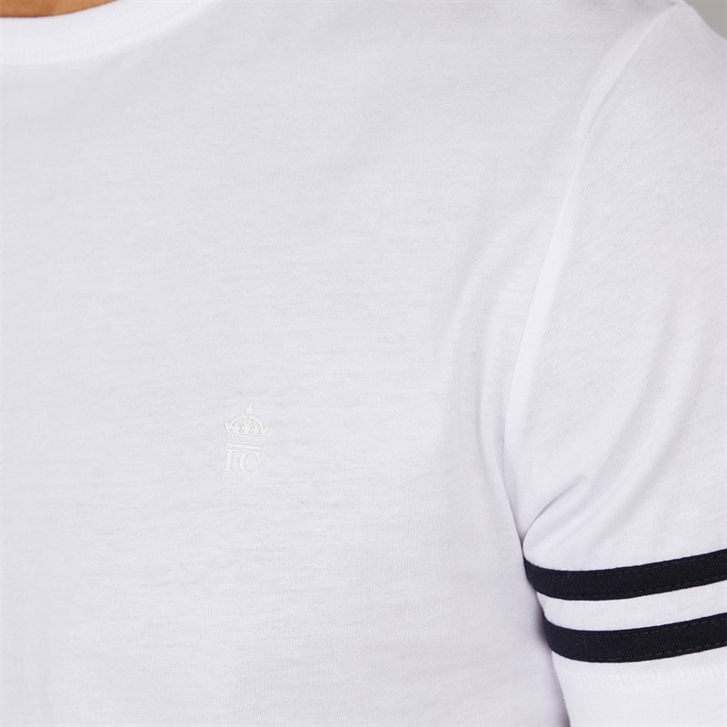 French Connection Mens Arm Stripes T-Shirt White/Marine - Image 3