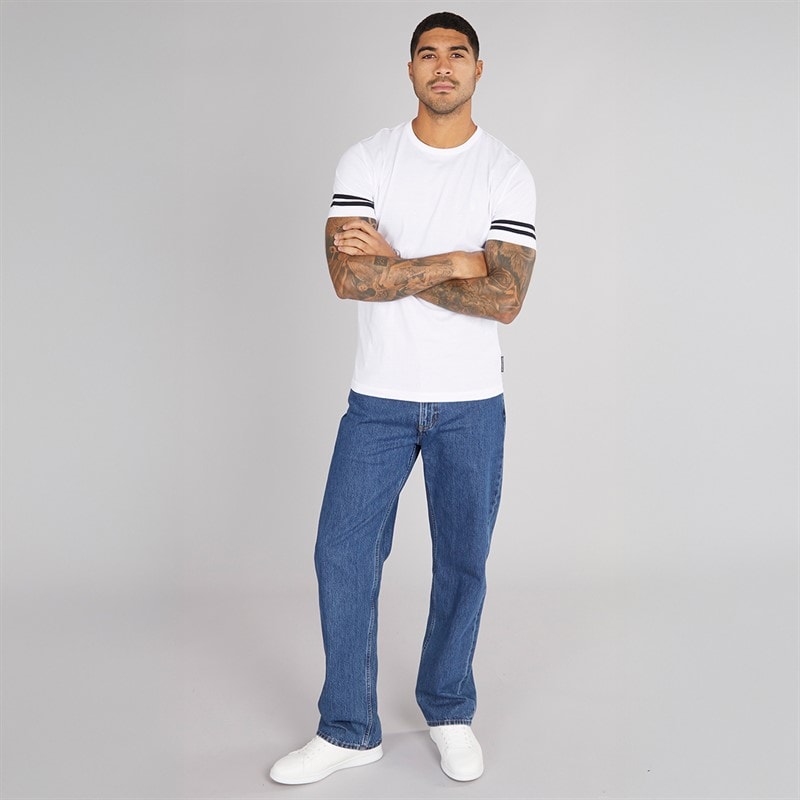 French Connection Mens Arm Stripes T-Shirt White/Marine - Image 4