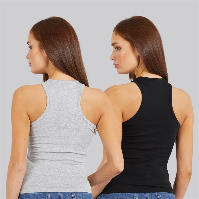 French Connection Womens Two Pack Racer Vests Black/Light Grey Melange - Image 2