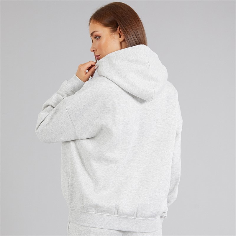 French Connection Womens FCUK Collegiate Hoodie Light Grey Melange/Midnight/White Lgt Grey Mel/Midnight/White - Image 2