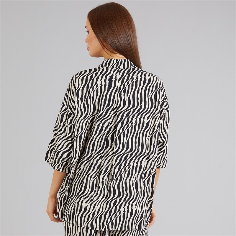French Connection Womens Tiger Print Shirt Black/Classic Cream - Image 2