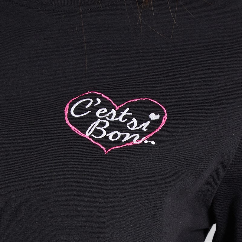 French Connection Womens C'est Si Bon T-Shirt Black/White/Raspberry - Image 3