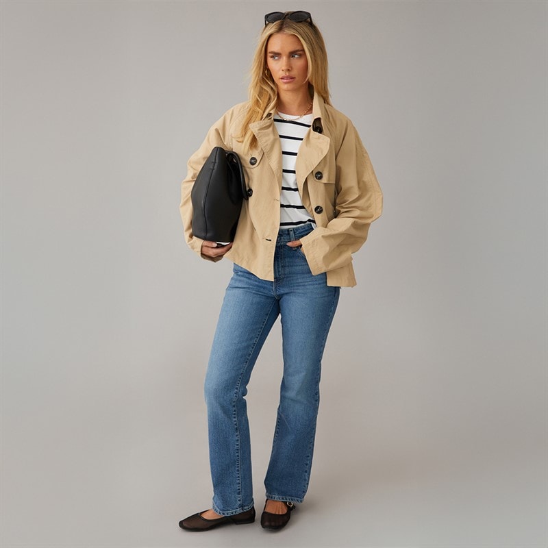French Connection Womens Short Trench Jacket Light Stone Lgt Stone - Image 4