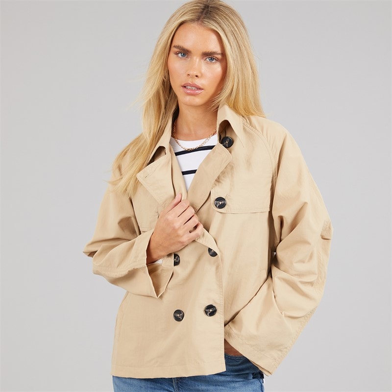 French Connection Womens Short Trench Jacket Light Stone Lgt Stone - Image 5