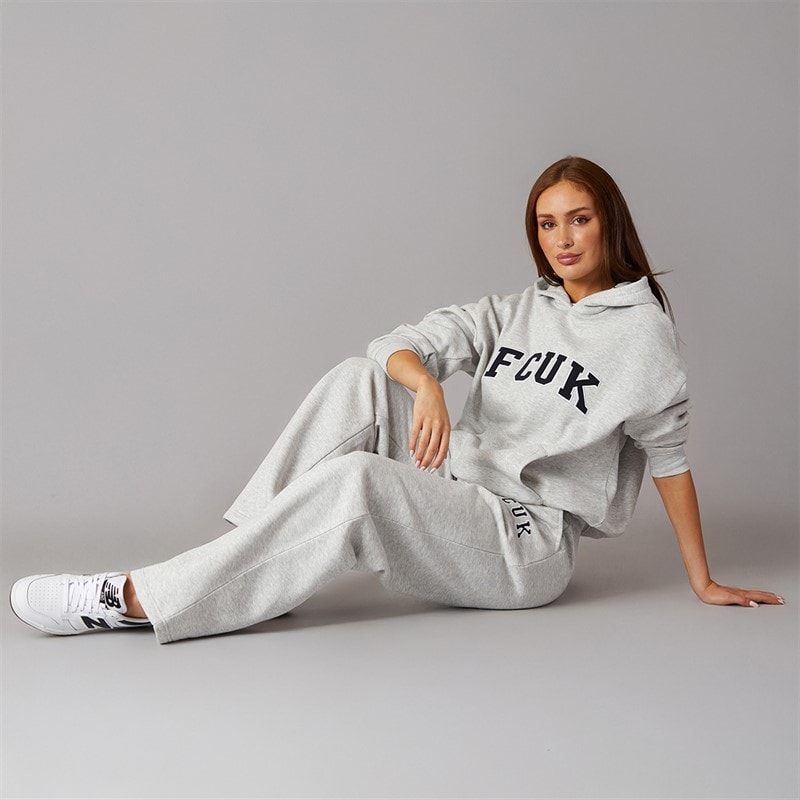 French Connection Womens FCUK Collegiate Joggers Light Grey Melange/Midnight/White Lgt Grey Mel/Midnight/White - Image 4