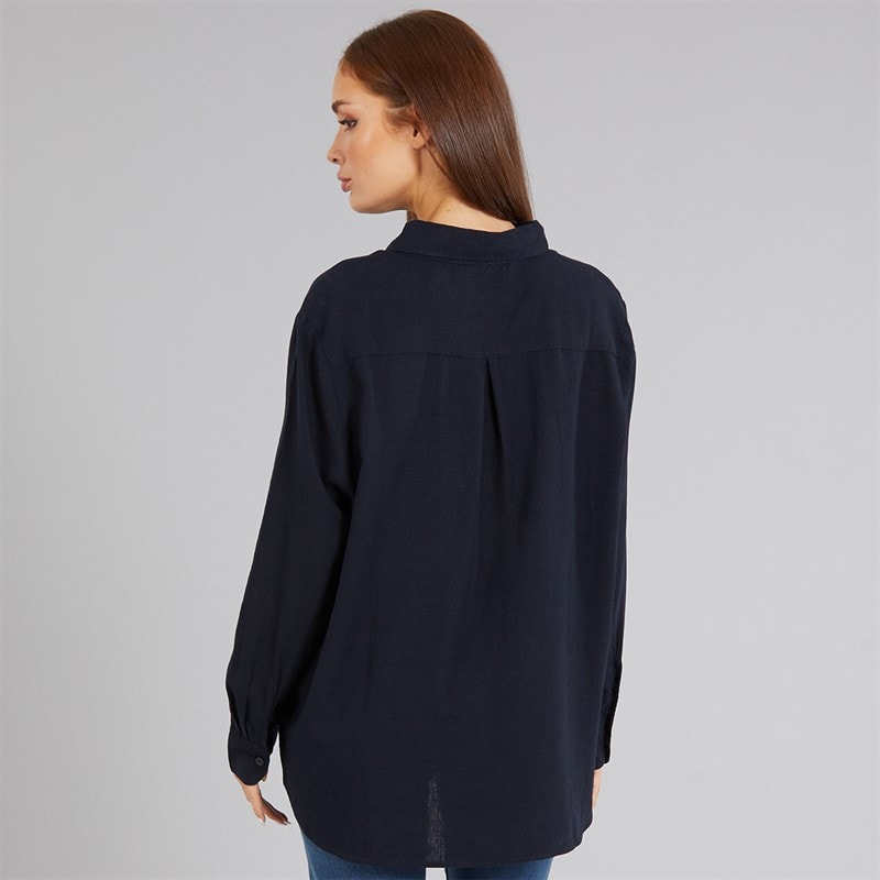 French Connection Womens Linen Popover Shirt Midnight - Image 2