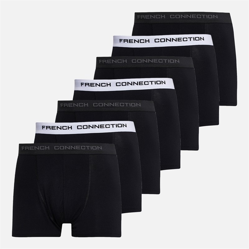 French Connection Mens FC Seven Pack Bamboo Boxers Fc50 Black - Image 1