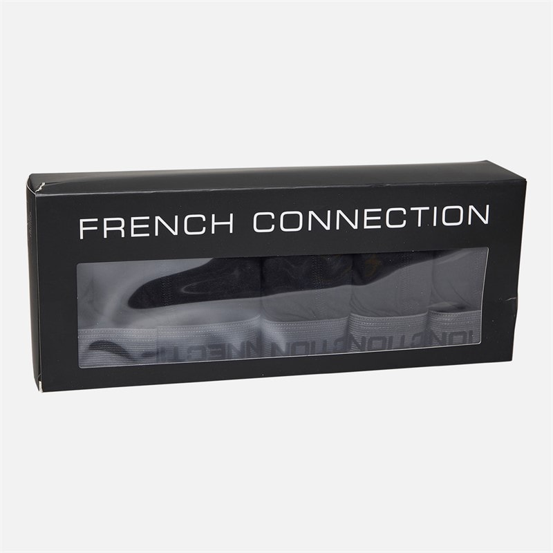 French Connection Mens FC Five Pack Long Boxer Briefs FC31 Black/Charcoal - Image 2
