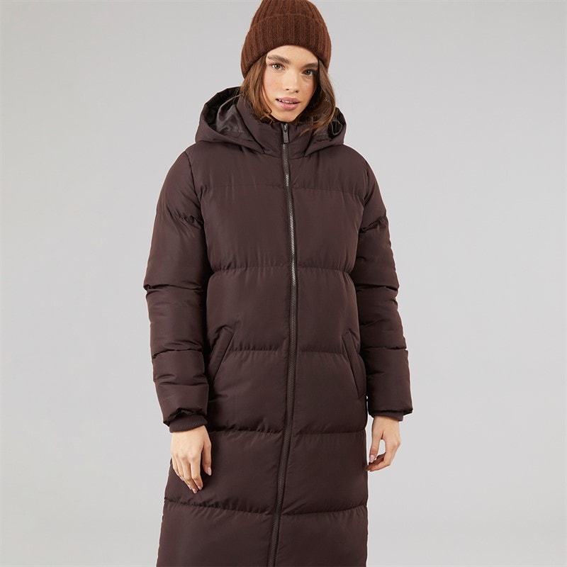 French Connection Womens Row Long Puffer Coat Chocolate - Image 5