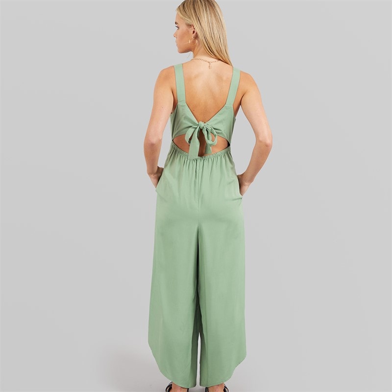 French Connection Womens Bow Back Culotte Jumpsuit Light Sage - Image 2