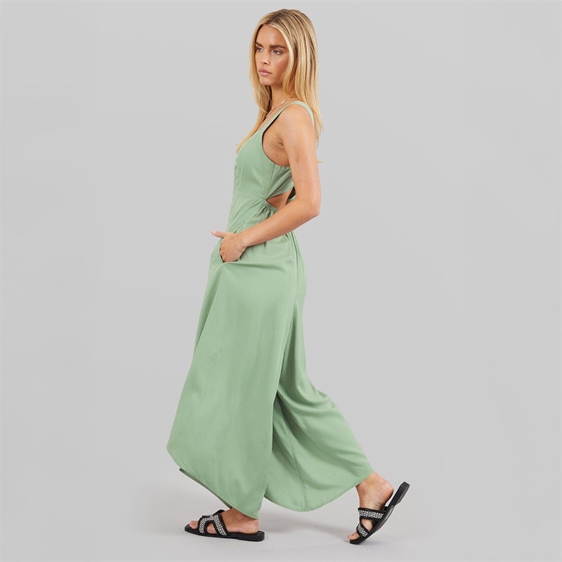 French Connection Womens Bow Back Culotte Jumpsuit Light Sage - Image 3