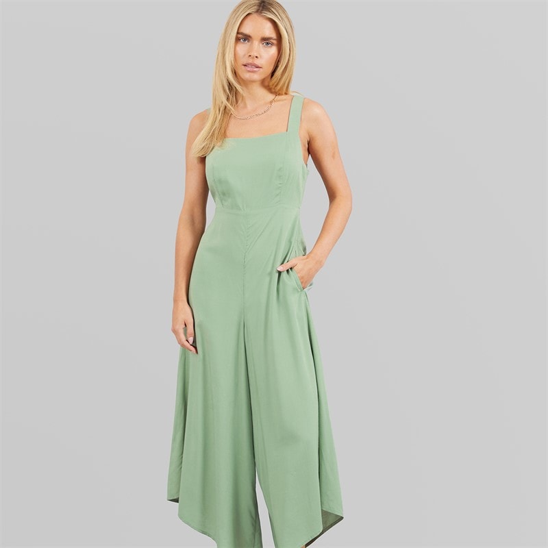 French Connection Womens Bow Back Culotte Jumpsuit Light Sage - Image 4