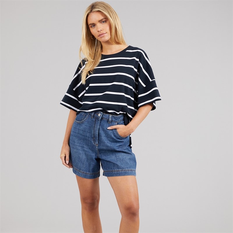 French Connection Womens Stripe T-Shirt Midnight/White - Image 3