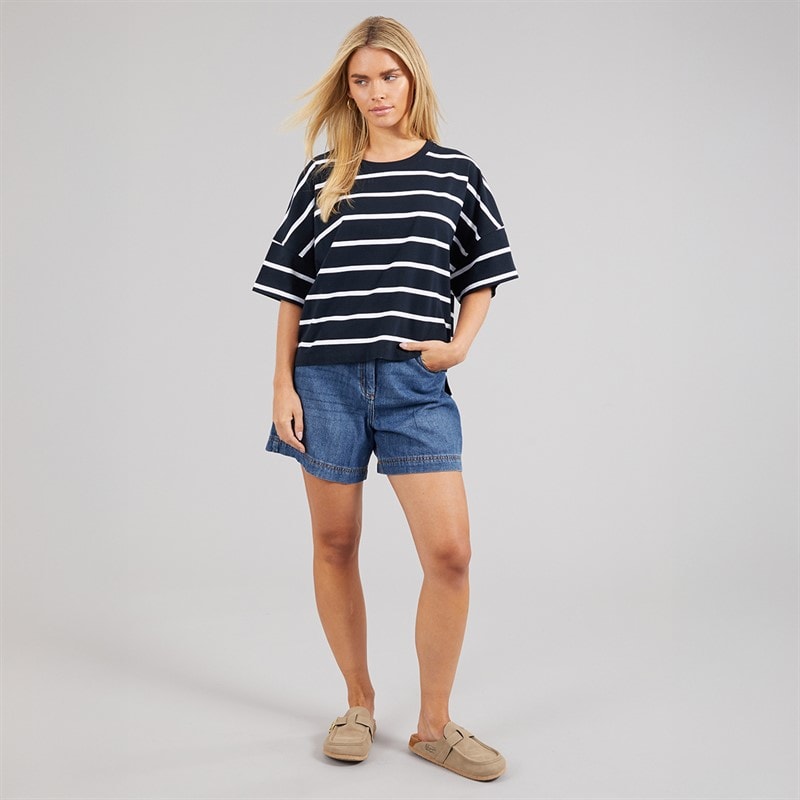 French Connection Womens Stripe T-Shirt Midnight/White - Image 4