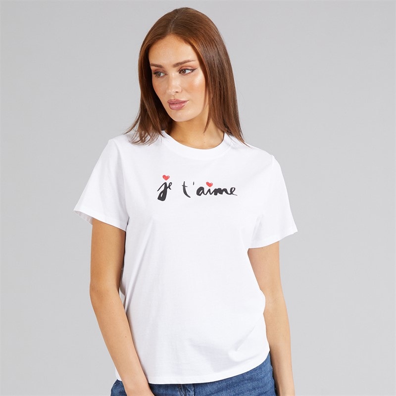 French Connection Womens FC Je T-aime T-Shirt White - Image 3