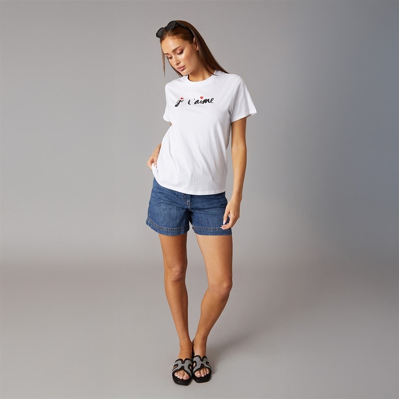 French Connection Womens FC Je T-aime T-Shirt White - Image 4