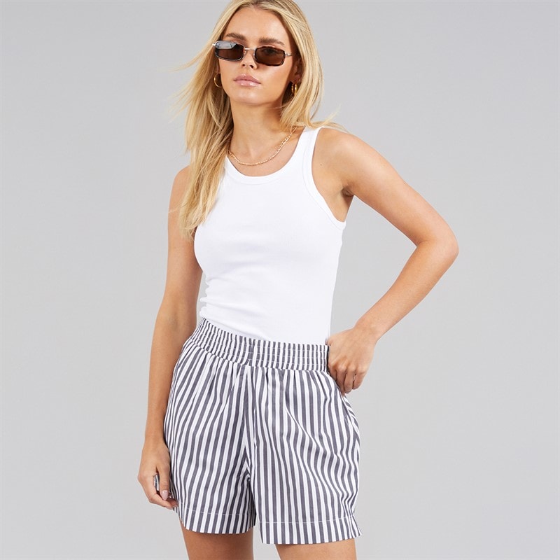 French Connection Womens Poplin Stripe Shorts Midnight/White - Image 3