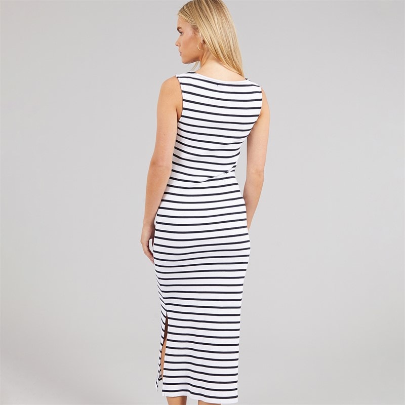 French Connection Womens Ribbed Striped Dress White/Midnight - Image 2