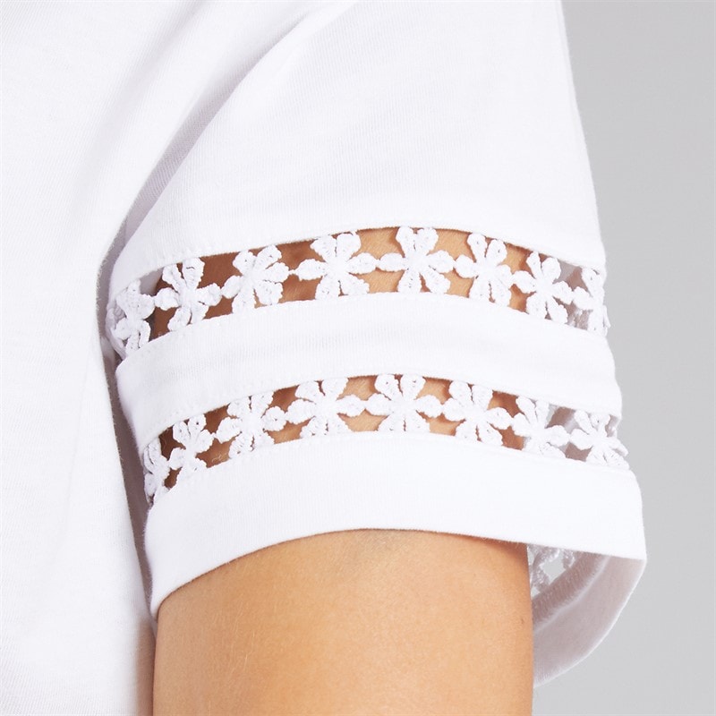 French Connection Womens Crochet T-Shirt White - Image 3