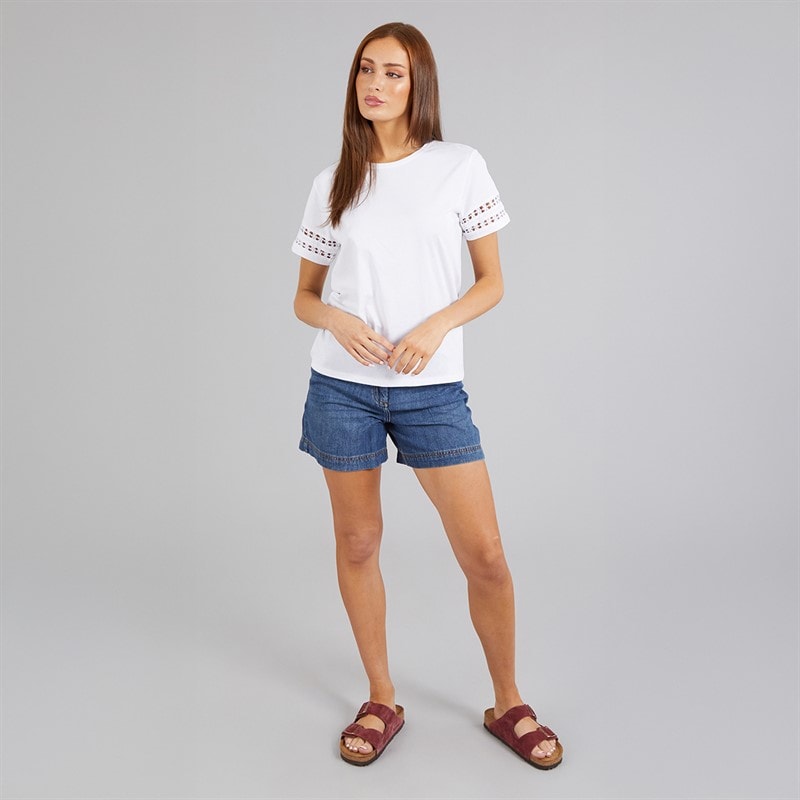 French Connection Womens Crochet T-Shirt White - Image 4