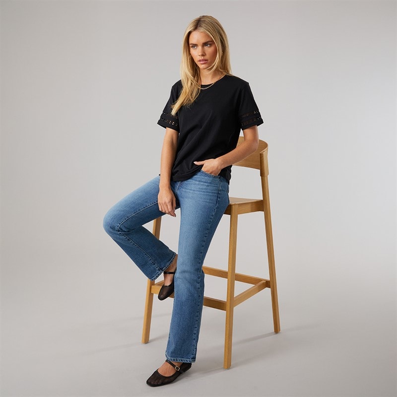 French Connection Womens Crochet T-Shirt Black - Image 4