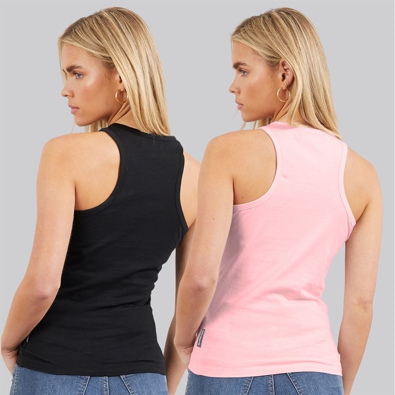 French Connection Womens Two Pack Racer Vests Black/Soft Pink - Image 2