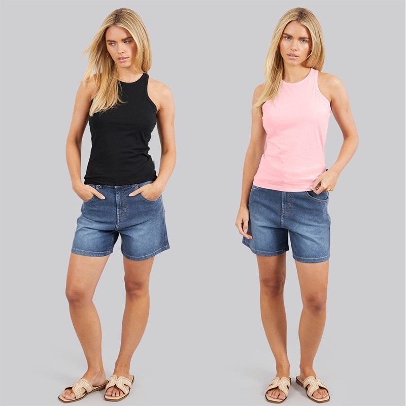 French Connection Womens Two Pack Racer Vests Black/Soft Pink - Image 3
