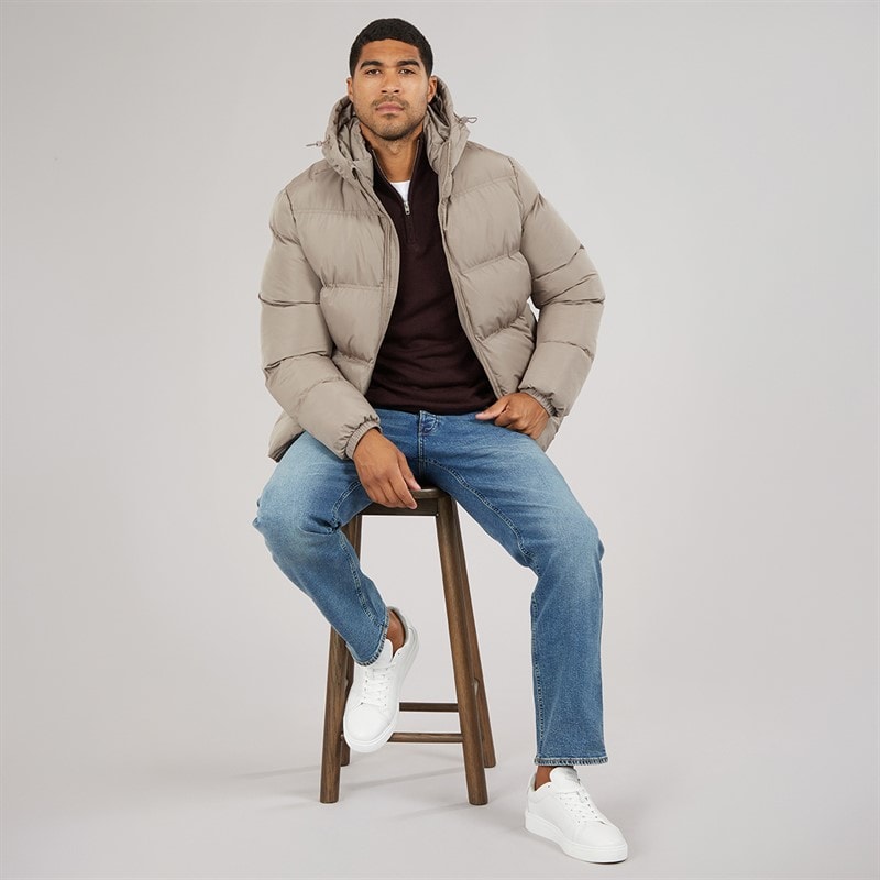 French Connection Mens Row Mid Jacket Taupe - Image 4
