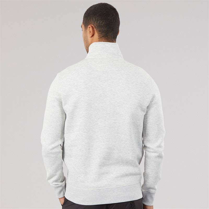 French Connection Mens FC Half Zip Sweatshirt Light Grey Mel/Marine - Image 2