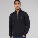 French Connection Mens FC Half Zip Sweatshirt Marine/Gunmetal