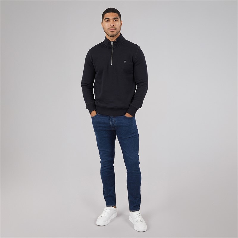 French Connection Mens FC Half Zip Sweatshirt Marine/Gunmetal - Image 3