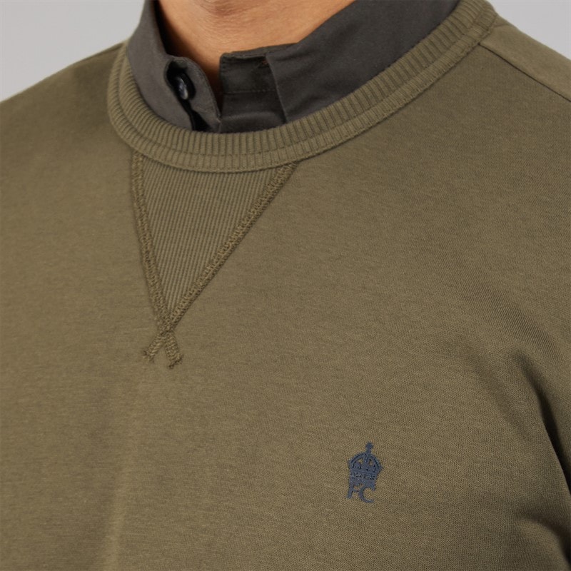 French Connection Mens FC Sweatshirt Khaki/Marine - Image 3