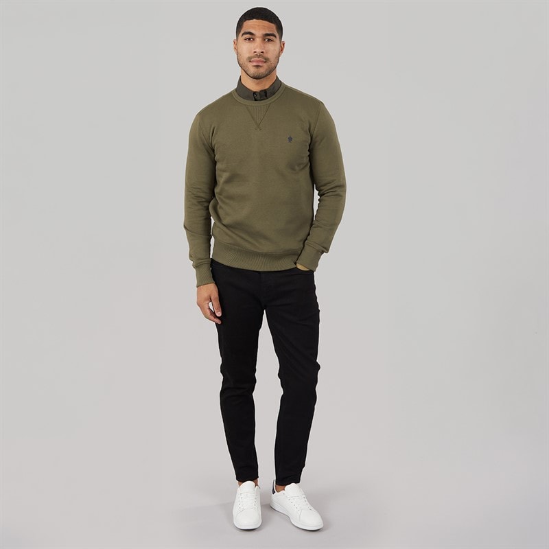 French Connection Mens FC Sweatshirt Khaki/Marine - Image 4
