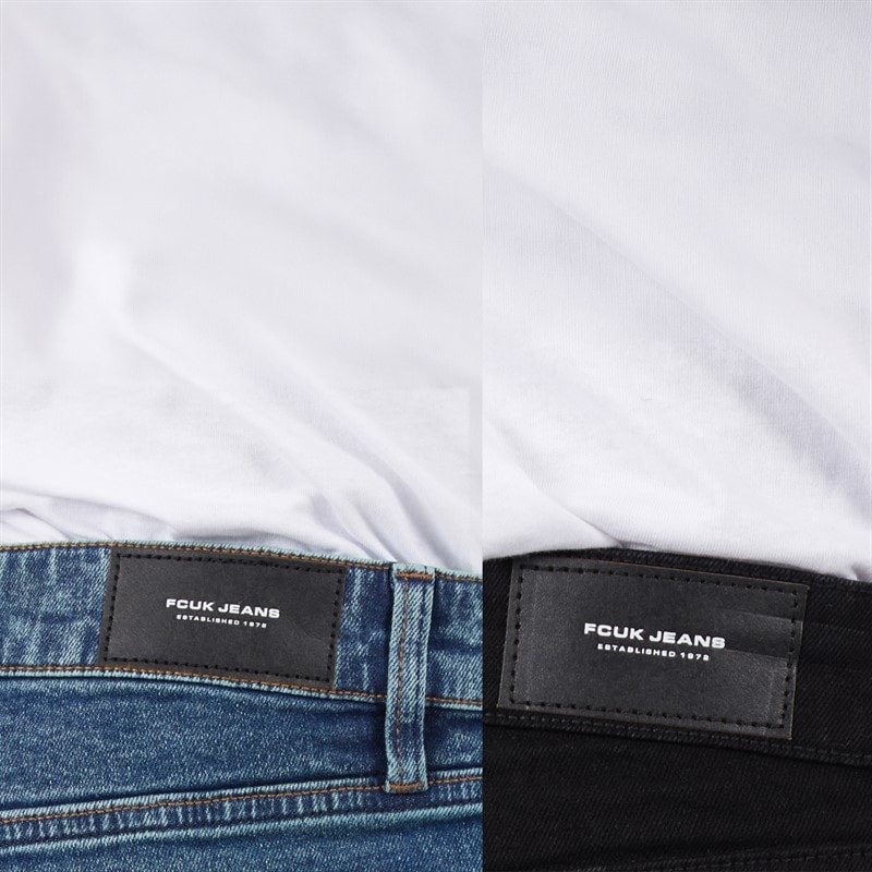 French Connection Mens FCUK Two Pack Slim Fit Jeans Blko1/Ind23 - Image 3