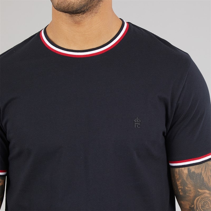 French Connection Mens 3 Col Ringer T-Shirt Marine - Image 3