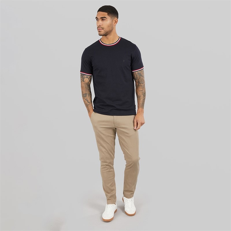 French Connection Mens 3 Col Ringer T-Shirt Marine - Image 4